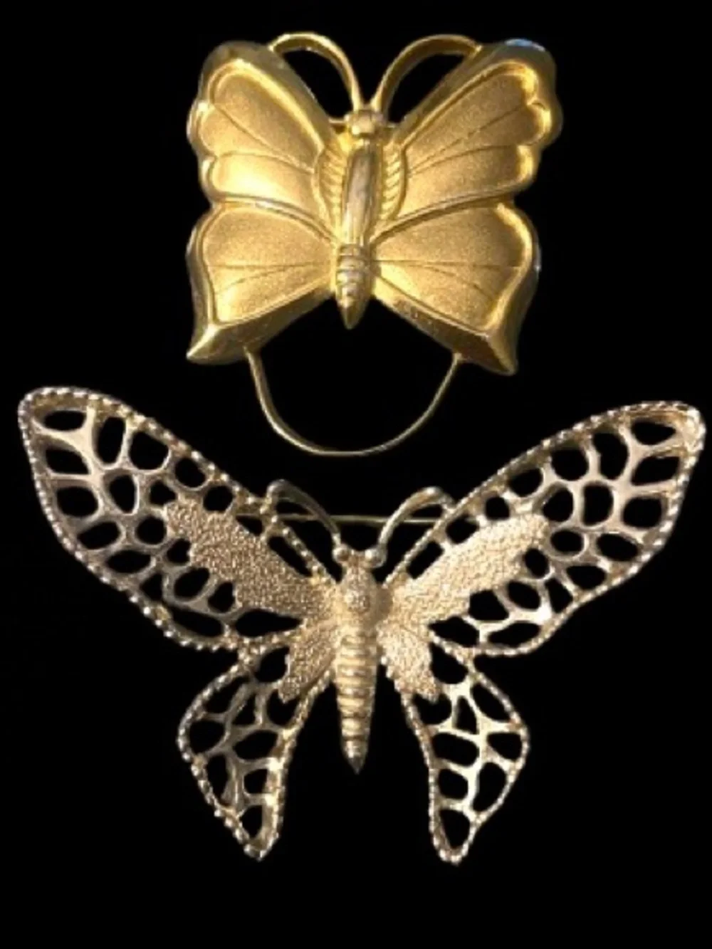 Lot of 2 Vintage Butterfly Brooch Gold Tone Torino & Silver Tone Sarah Coventry